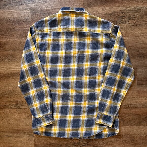 Original Paperbacks Casual Button Down Mens Medium Yellow Plaid Flannel Shirt - Picture 3 of 6